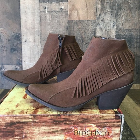 Old Gringo Brown Tassel Ankle Cowboy Boots Womens 7.5 B - Picture 9 of 12